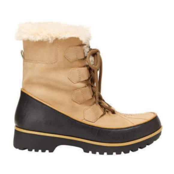 NEW MALDIVE ANKLE BOOTS JBU WEATHER READY FAUX FUR SIZE 8 TAN NIB - Picture 3 of 5